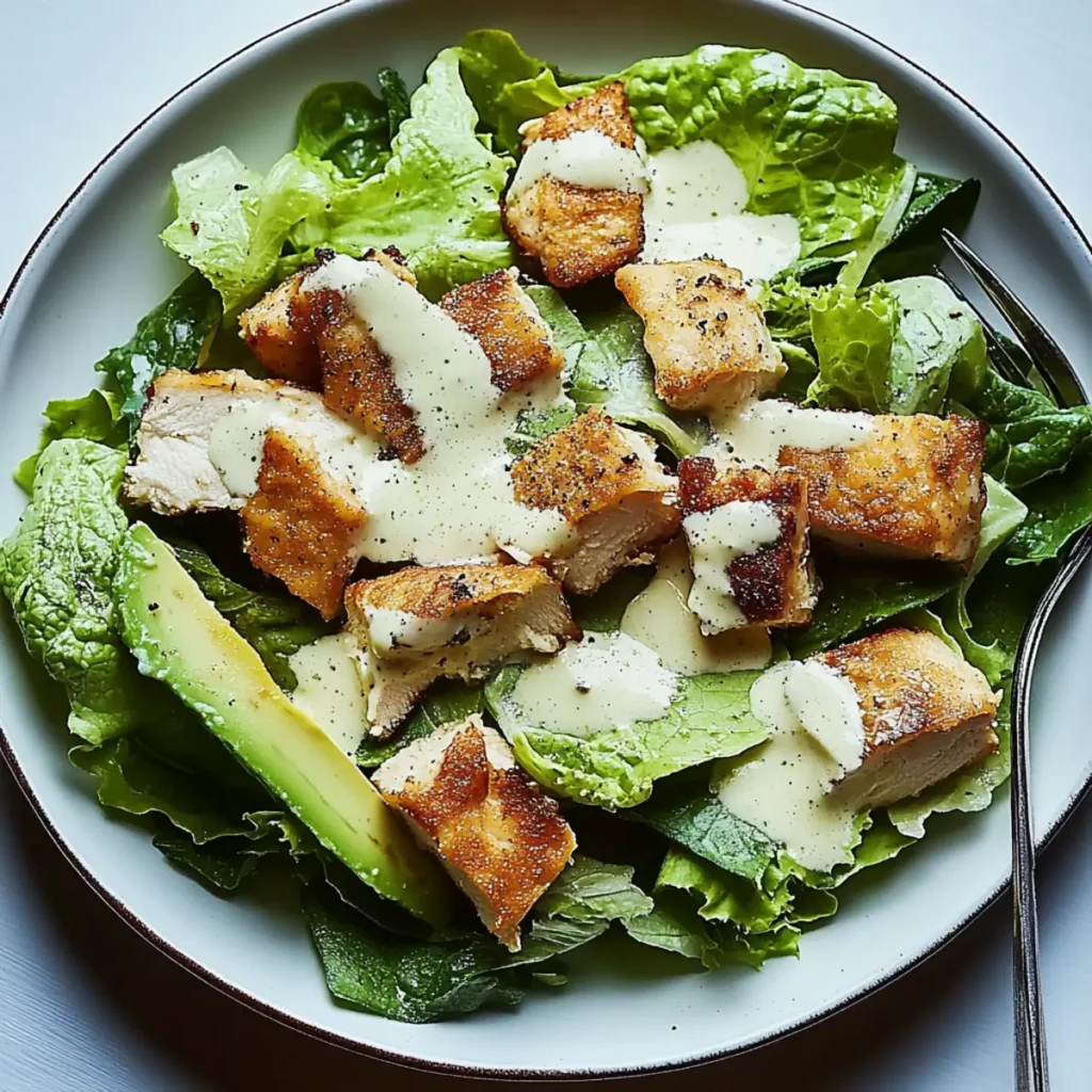 Classic Caesar Salad Supreme with Chicken and Avocado Delight