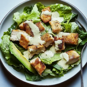 Classic Caesar Salad Supreme with Chicken and Avocado Delight