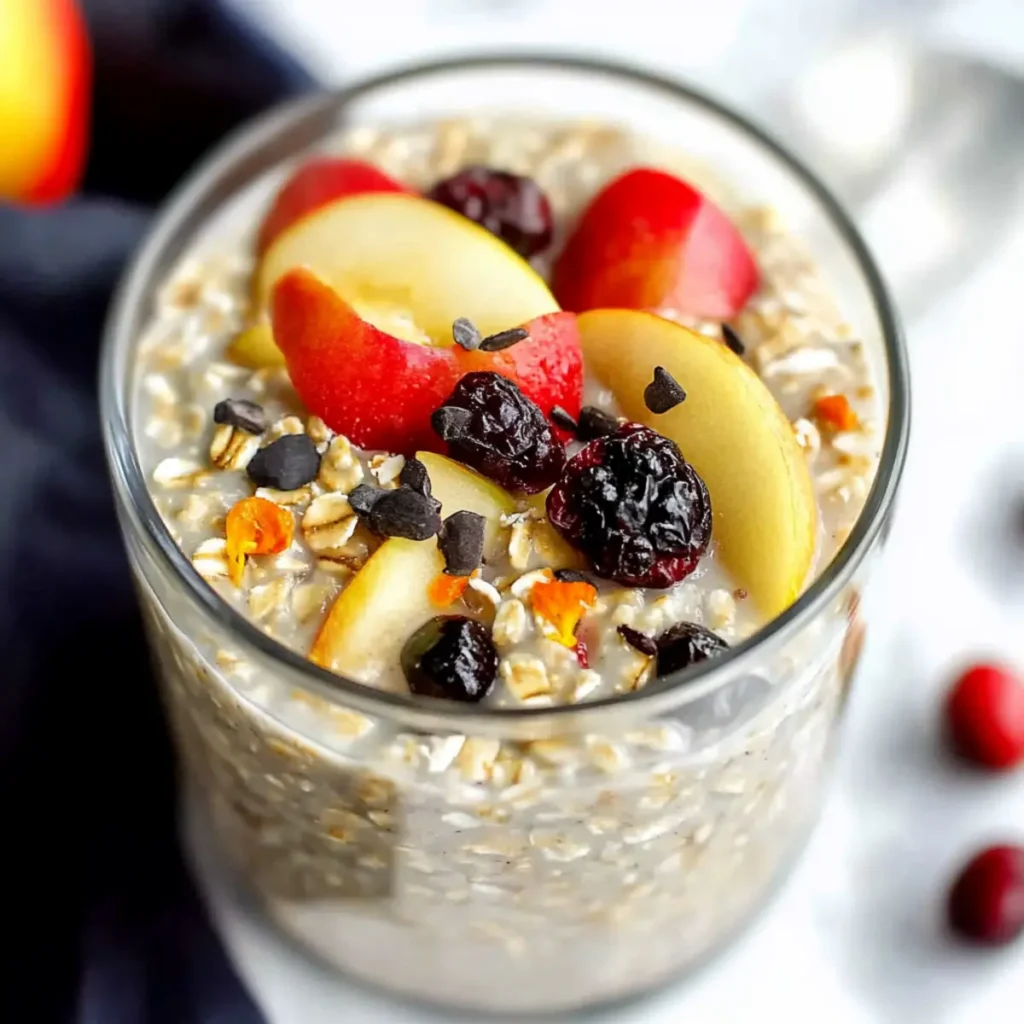 Dairy-Free Overnight Oats with Apples and Cranberries Recipe