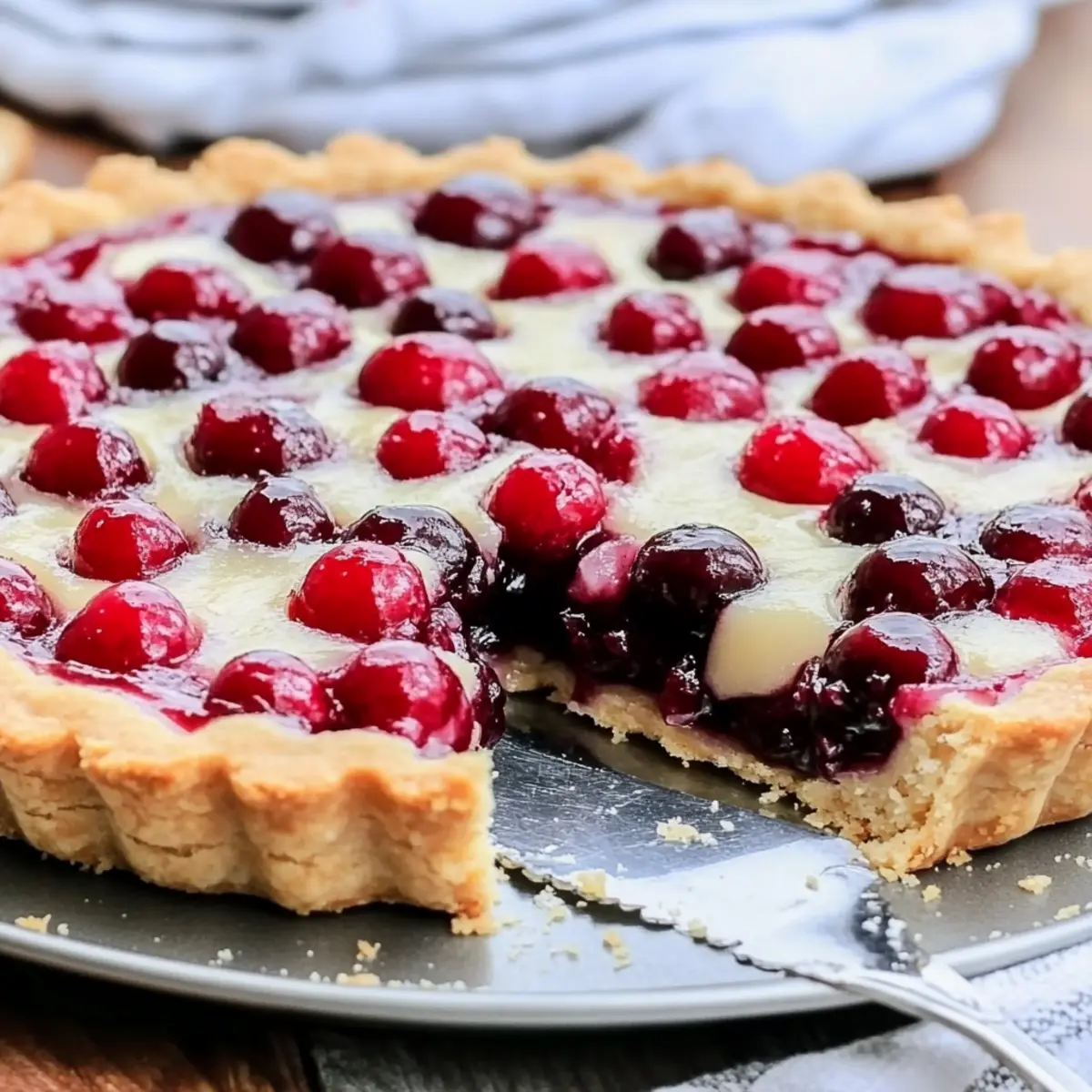 Cherry Vanilla Shortbread Tart