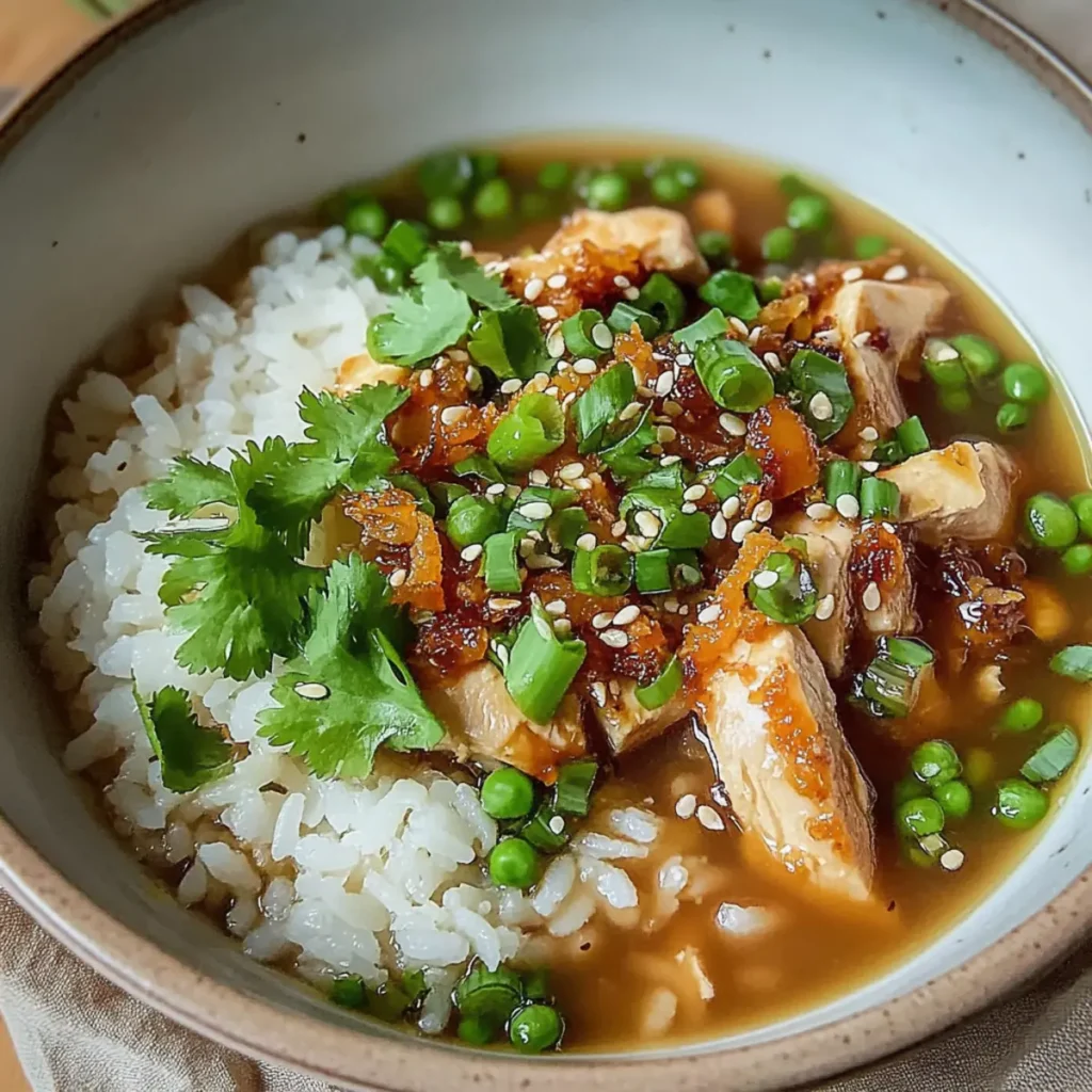Brothy Miso Ginger Chicken and Rice with Crispy Tofu Recipe
