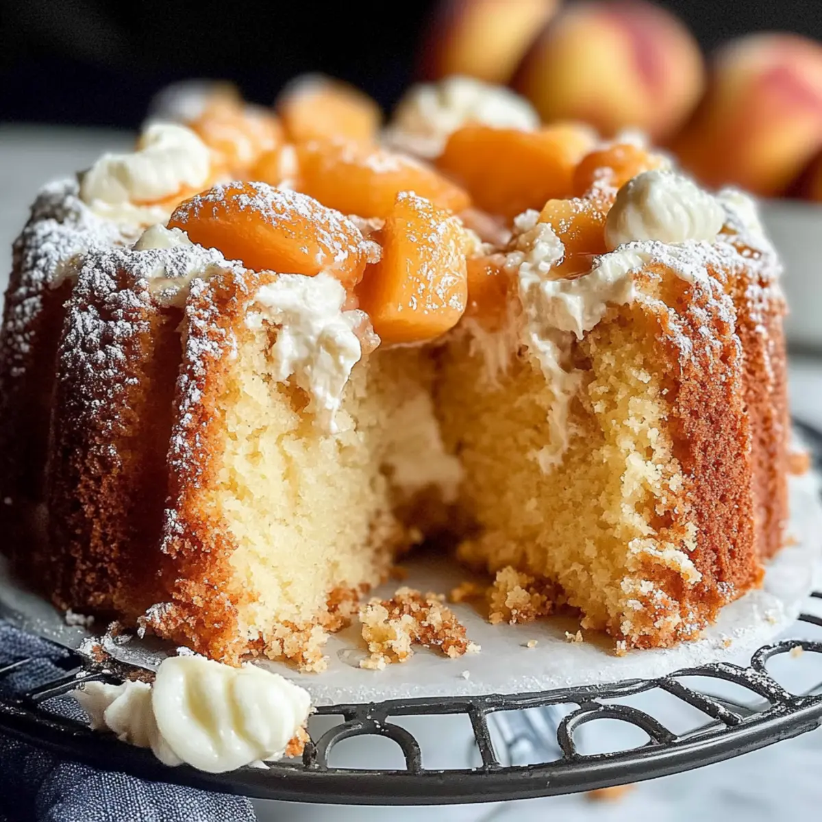 Southern Peach Cobbler Pound Cake with Cream Cheese