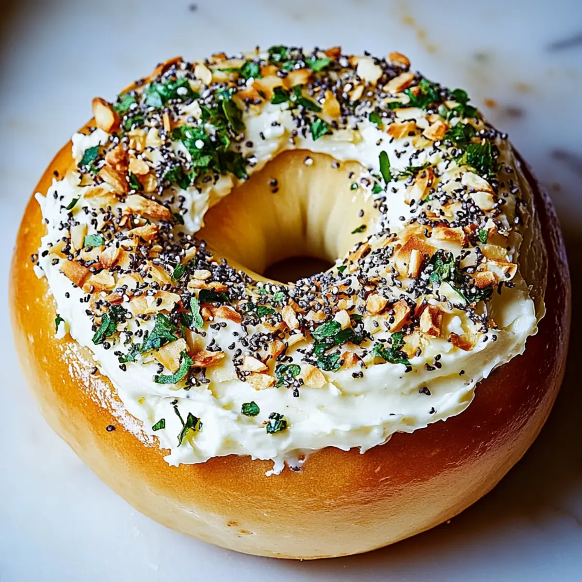 Delicious New York-Style Bagels with Cream Cheese and Toppings