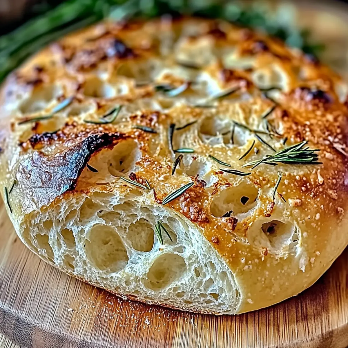 Rustic No-Knead Rosemary Garlic Bread