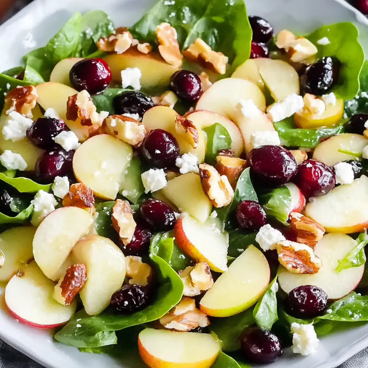 Easy Apple Cranberry Salad with Spinach and Feta Cheese