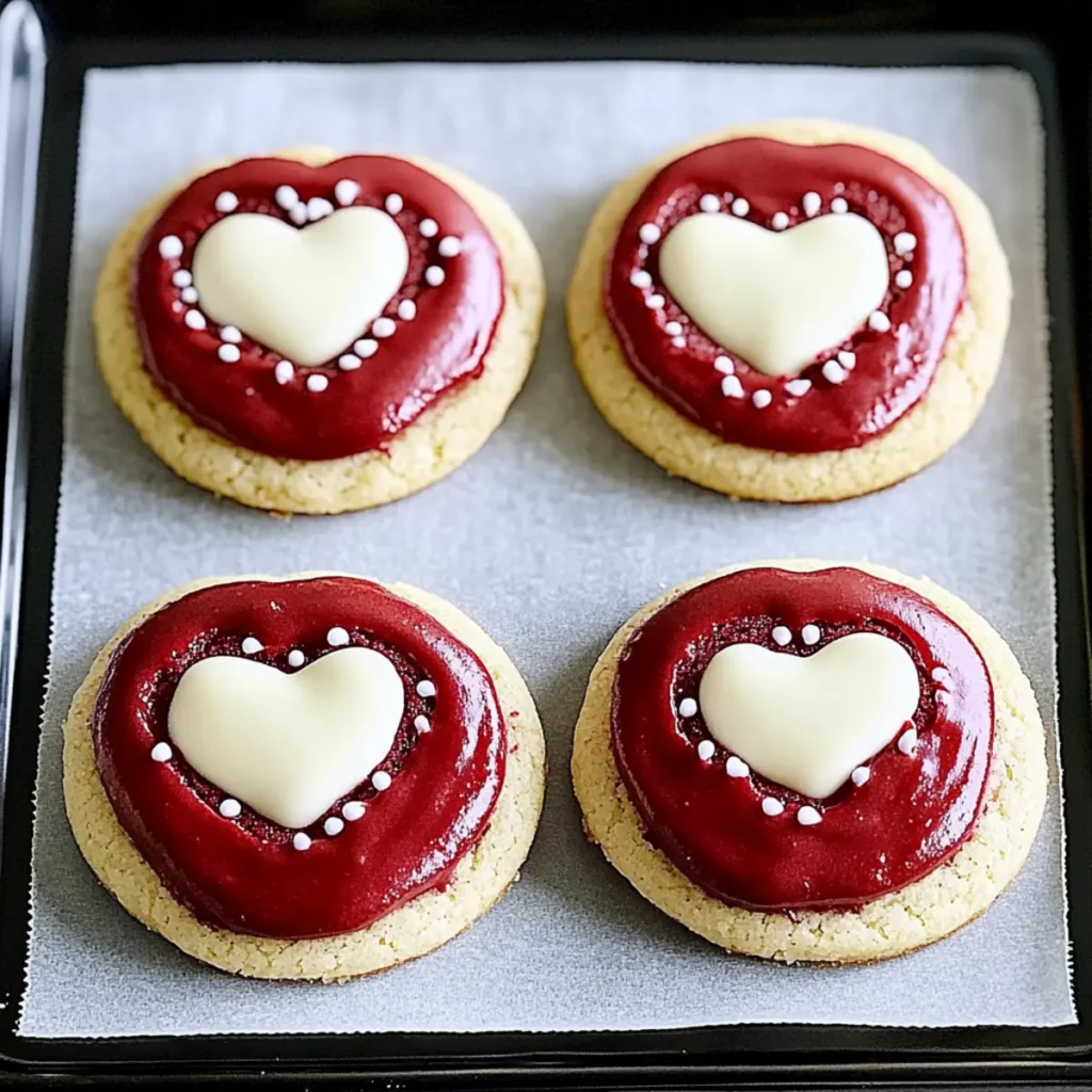 Delicious Red Velvet Valentine’s Day Cookies with White Chocolate Hearts