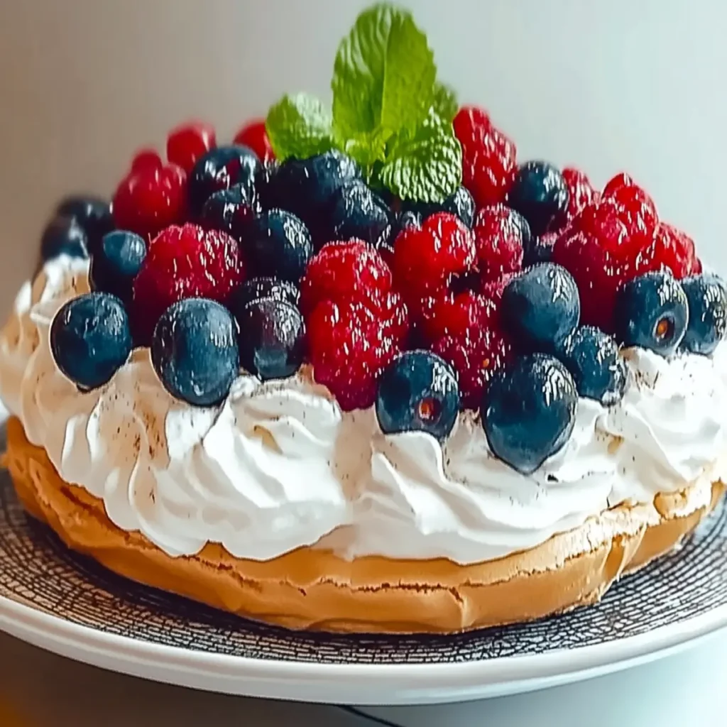 Delicious Pavlova Recipe with Whipped Cream and Fresh Berries