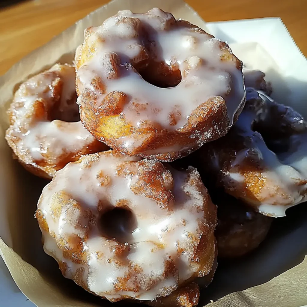 Apple Fritter Donuts with Brown Butter Maple Vanilla Bean Glaze