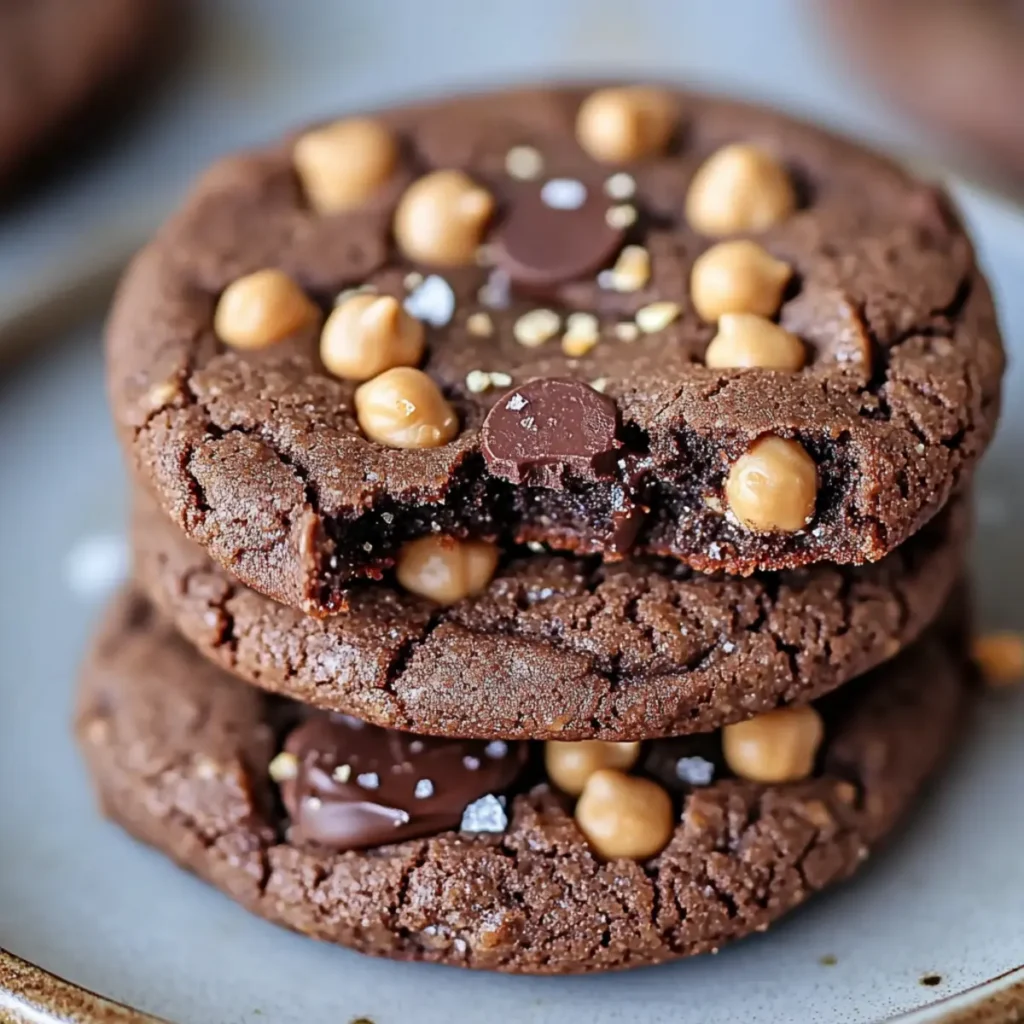 Peanut Butter Double Chocolate Chickpea Cookies
