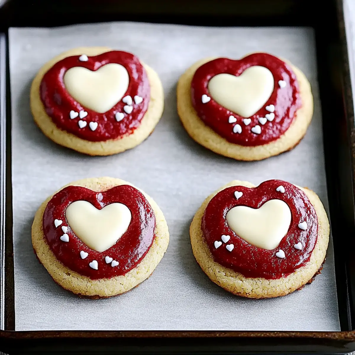 Decadent Red Velvet Valentine's Day Cookies with White Chocolate Hearts