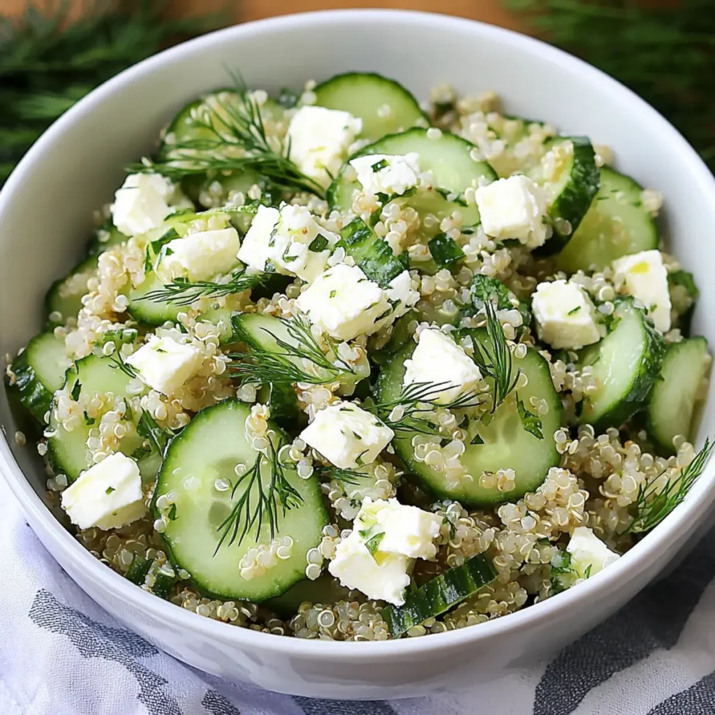 Quinoa Cucumber Salad with Feta, Dill & Mint