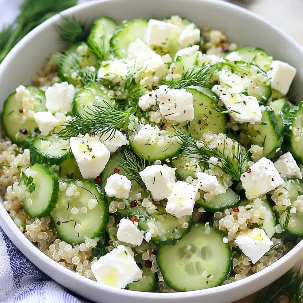 Quinoa Cucumber Salad with Feta, Dill & Mint