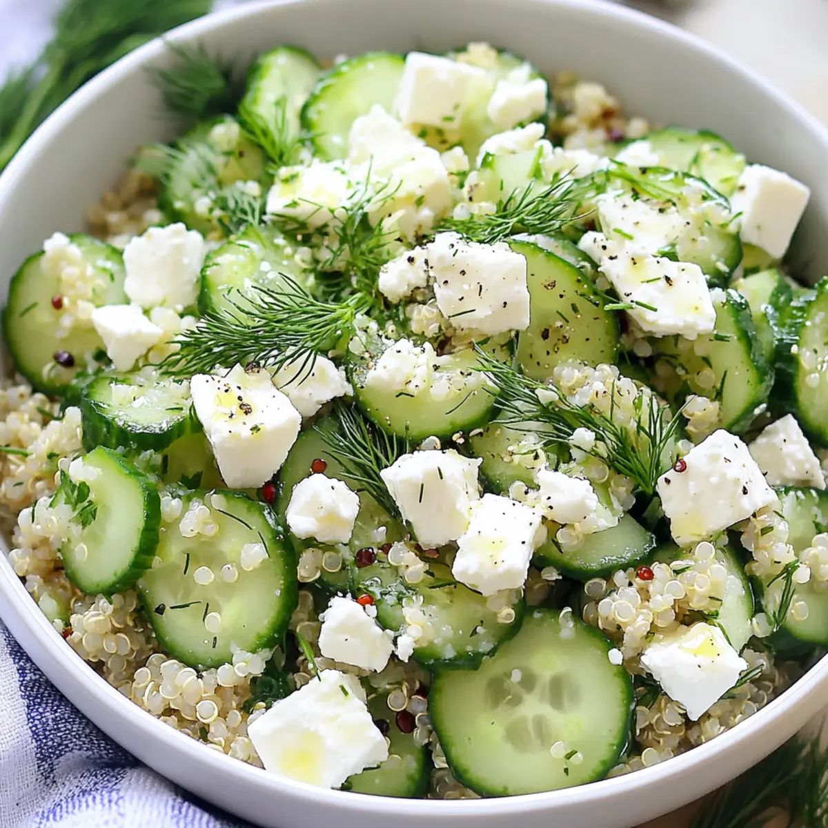 Quinoa Cucumber Salad with Feta, Dill & Mint