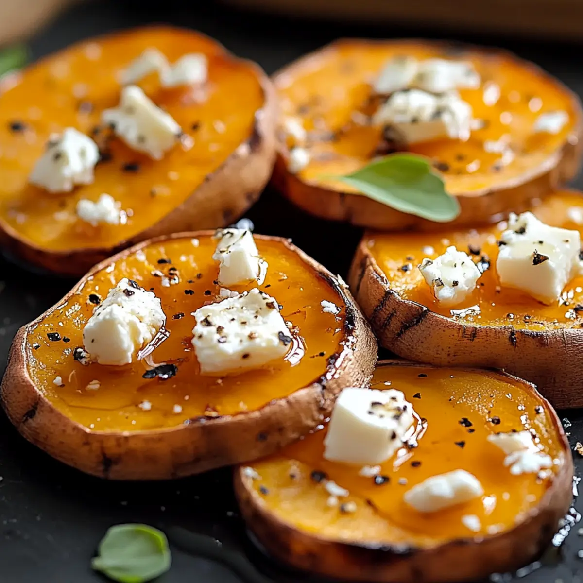 Sweet Potato Slices with Feta and Honey