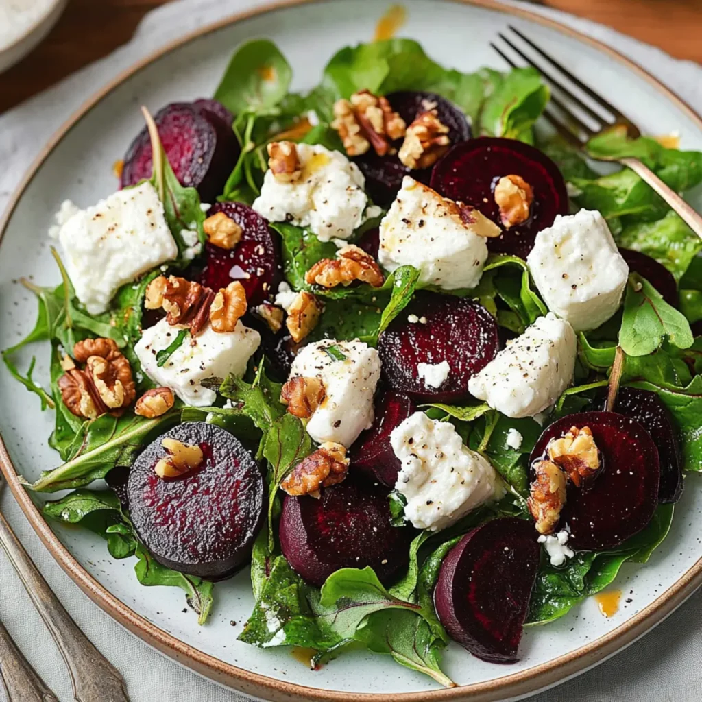 Roasted Beet and Goat Cheese Salad with Walnuts
