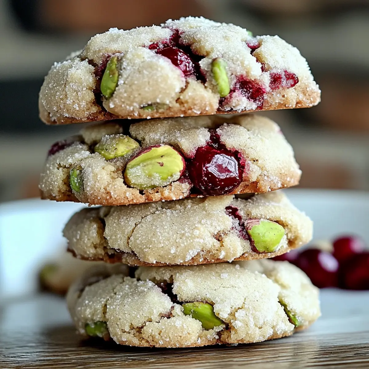 Cherry Pistachio Crinkle Cookies